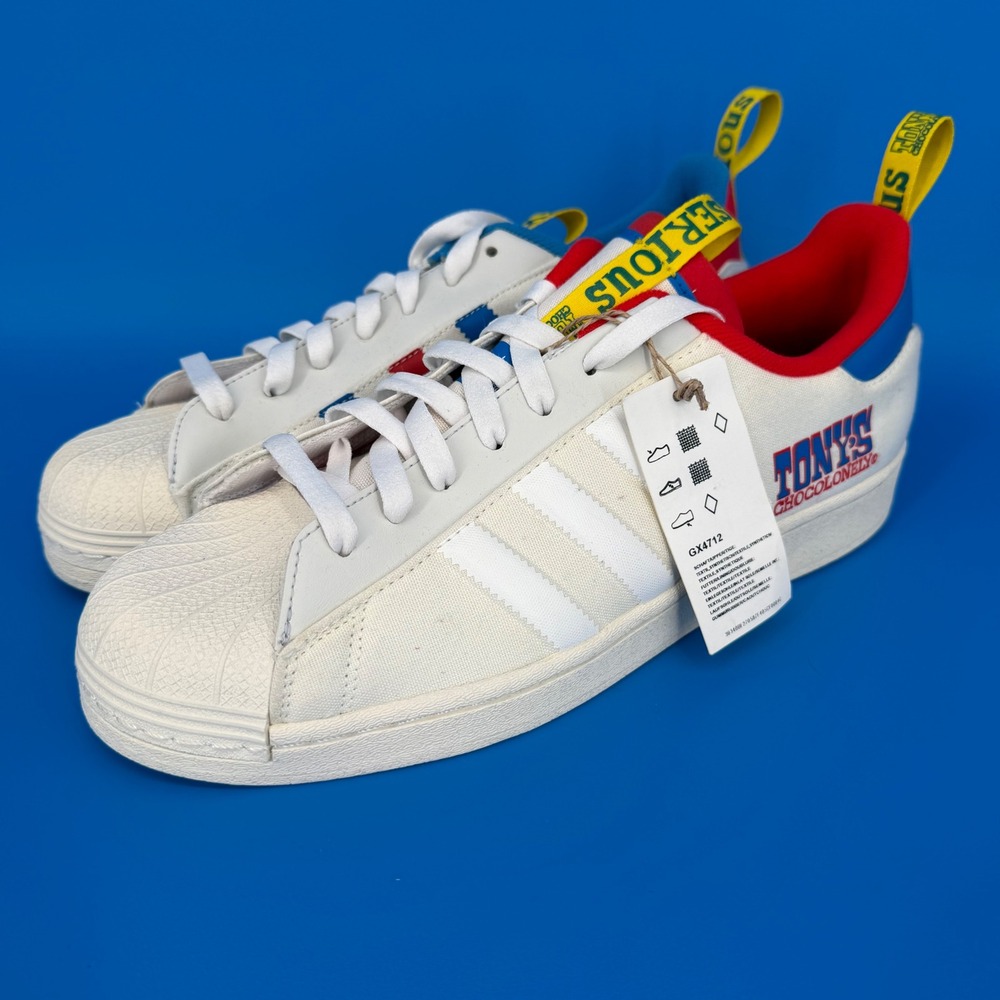 Adidas Originals Superstar Tonys Chocolonely Mens 10.5 White Blue Red GX4712